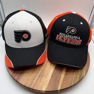 New Lot of 2 Philadelphia Flyers NHL Reebok Hats Adjustable Face Off‎ Headwear
